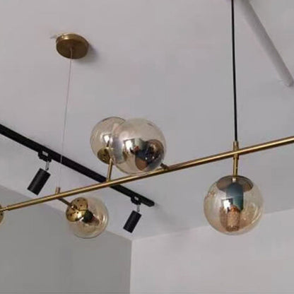 Modern Minimalist Long Glass Round Globe Island Light 6-light Chandelier