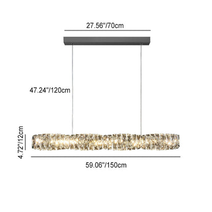 Modern Simplicity Stainless Steel Crystal Strip LED Island Light Pendant Light for Dining Room