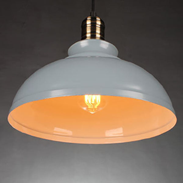 Industrial Simple Dome Round Pot Lid Iron 1-light Pendant Light BulbSquare