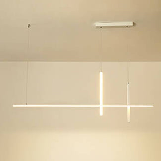 Modern Minimalist LED Linear Chandelier – Black & White, Adjustable Length