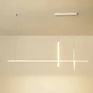 Modern Minimalist LED Linear Chandelier – Black & White, Adjustable Length Lumendat