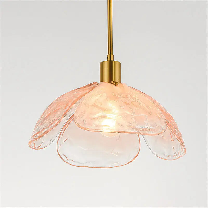 Modern Minimalist Flower-shaped Petal Iron Glass 1-light Pendant Light for Living Room BulbSquare