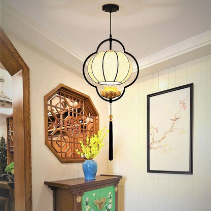 Chinese Retro Light Luxury Wrought Iron 1-light Pendant Light