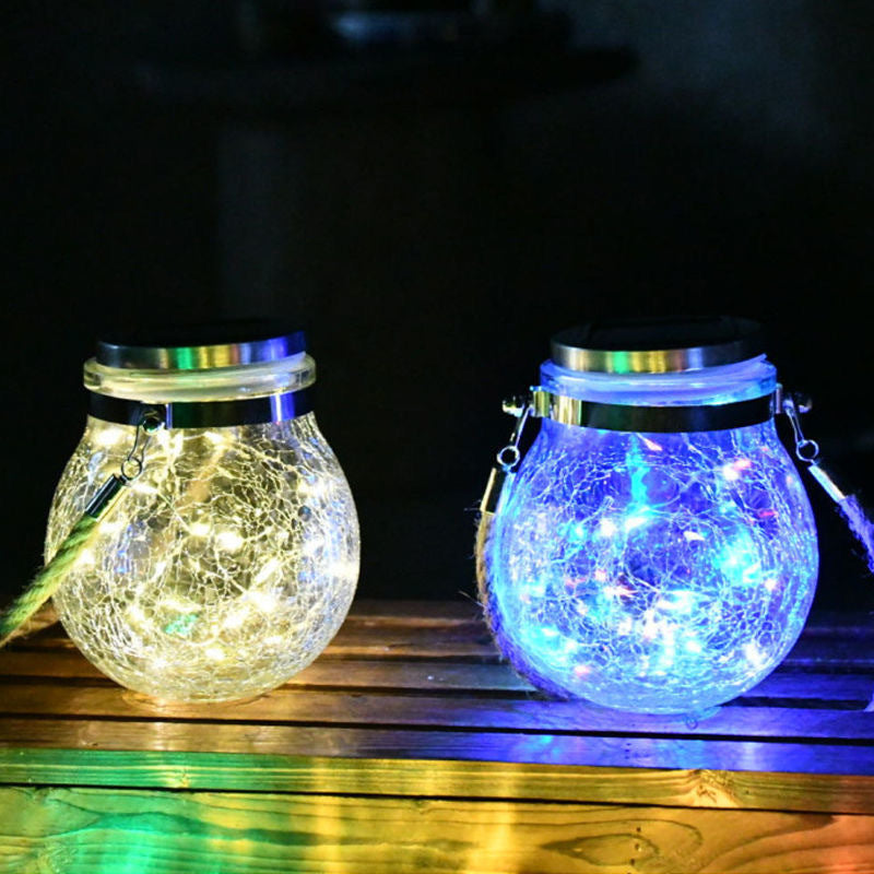 Cracked Glass Jar Waterproof Solar Copper Wire LED Outdoor Garden Landscape Light Lumendat