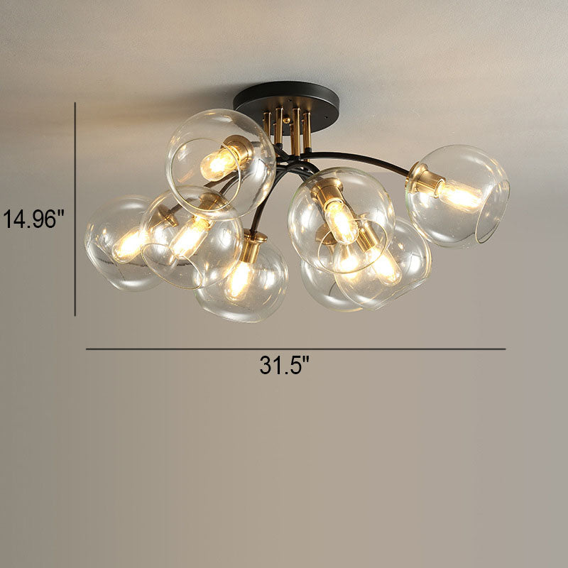 Modern Light Luxury Glass Magic Bean Round 4/6/8 Light Semi-Flush Mount Ceiling Light Lumendat