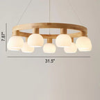 Modern Japanese Log Ring Textured Glass Globe 3/6/9 Light Chandelier Lumendat