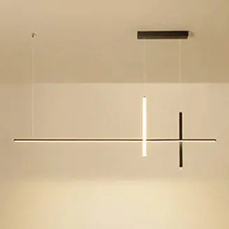 Modern Minimalist LED Linear Chandelier – Black & White, Adjustable Length Lumendat