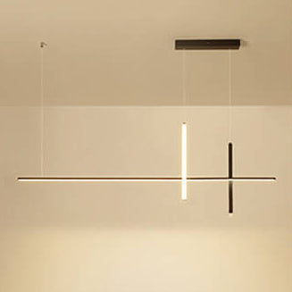 Modern Minimalist LED Linear Chandelier – Black & White, Adjustable Length