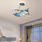 Lumendat Creative Cartoon Aircraft Kids Flush Mount Ceiling Fan Light Lumendat