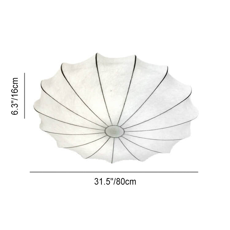 Nordic Minimalist White Beige Round Faux Silk 1/3/5-Light Flush Mount Light Lumendat