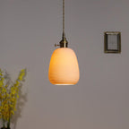 Nordic Japanese Ceramic Brass Oval 1-light Pendant Light BulbSquare
