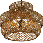 Retro Rattan 3-layer Woven Chandelier – 4 or 6 Light, Handcrafted Lumendat