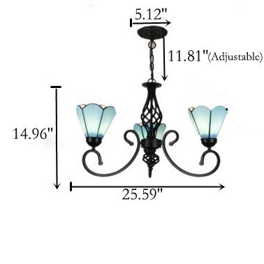 European Creative Tiffany Glass 3/5/6/8 Lights Chandelier BulbSquare