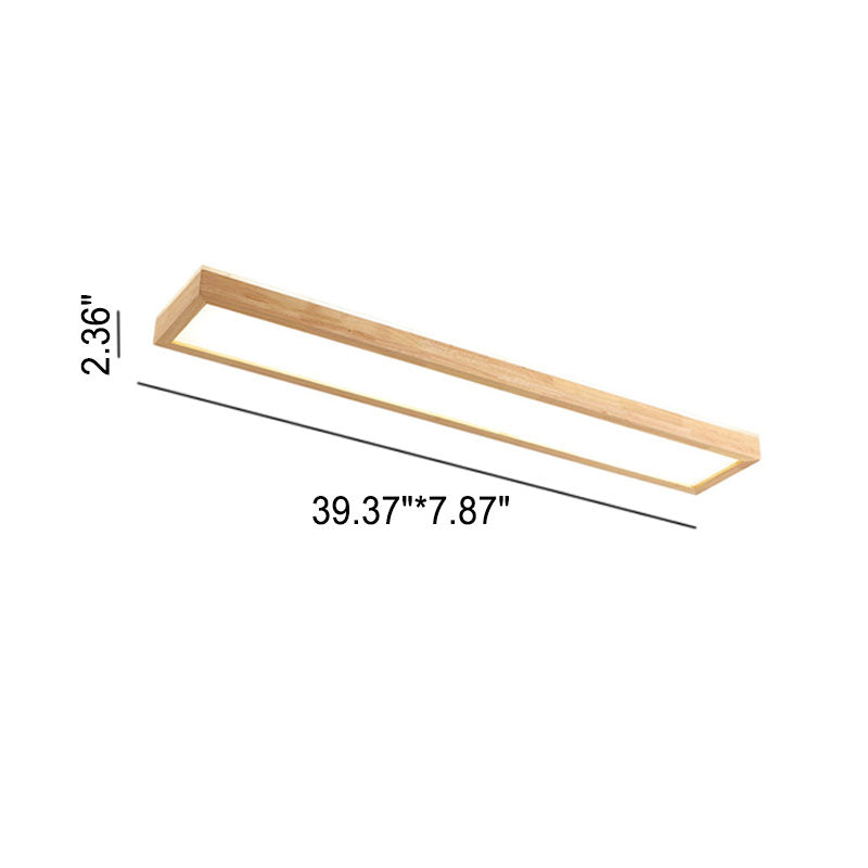 Japanese Minimalist Log Rectangular Walnut LED Flush Mount Ceiling Light BulbSquare