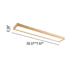 Japanese Minimalist Log Rectangular Walnut LED Flush Mount Ceiling Light BulbSquare