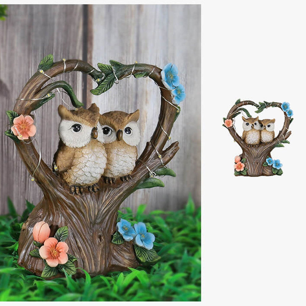 Creative Garden Solar Night Light Heart-shaped Resin Bird Outdoor LED Ornament Light Lumendat