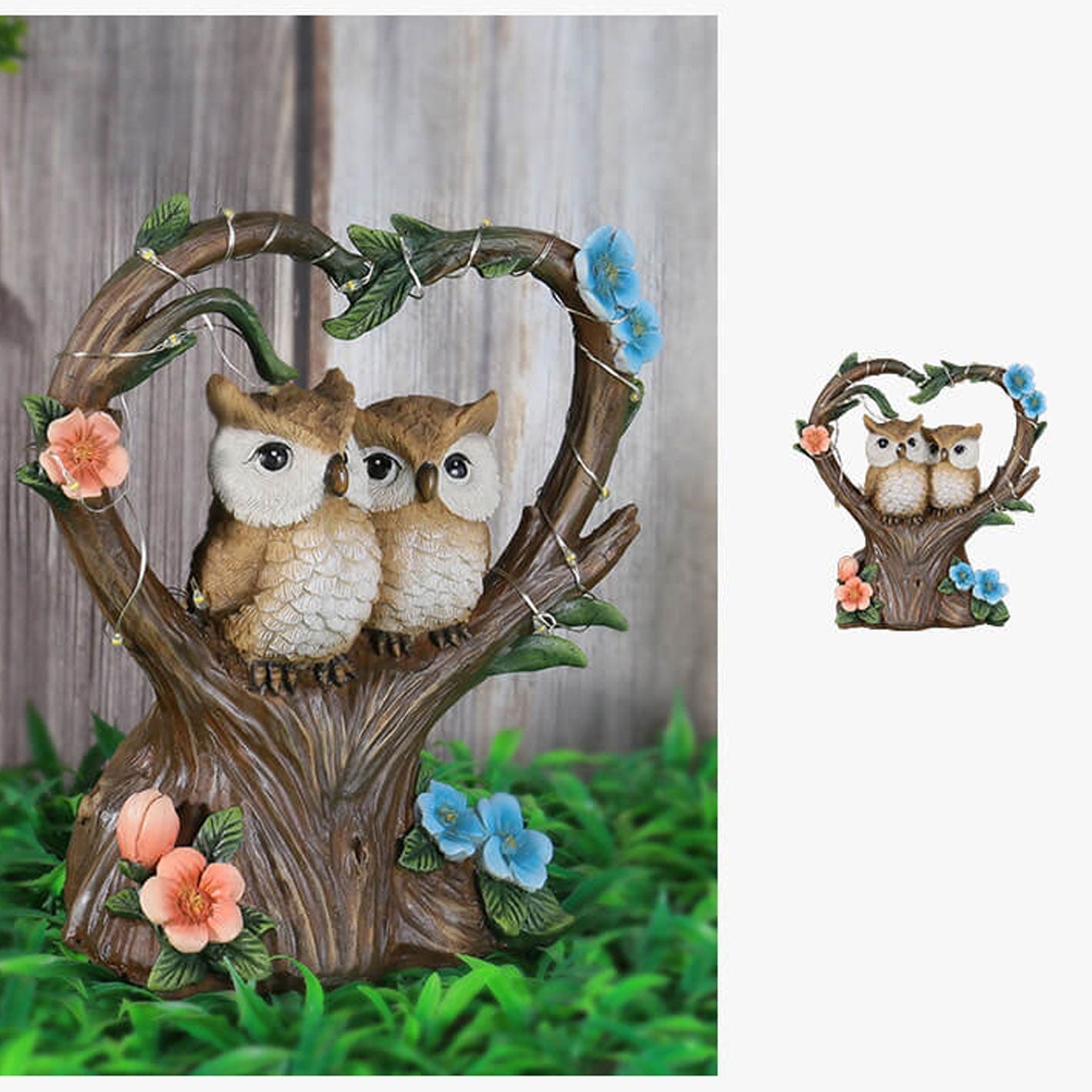 Creative Garden Solar Night Light Heart-shaped Resin Bird Outdoor LED Ornament Light Lumendat