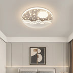 Nordic Creative Star Moon Round Aluminum LED Flush Mount Ceiling Light BulbSquare