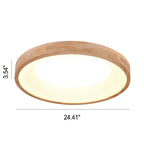 Nordic Minimalist Log Wood Round LED Flush Mount Ceiling Light Lumendat