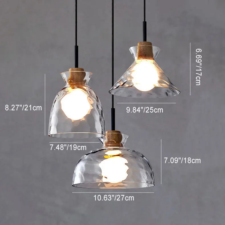 Nordic Clear Rippled Glass Shaded 1-light Pendant Light Lumendat