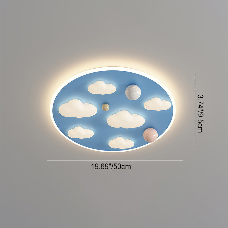 Lumendat Contemporary Creative Kids Iron Acrylic Round Irregular Shape Mouse Cloud LED Flush Mount Ceiling Light For Bedroom Lumendat