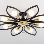 Nordic Light Luxury Wrought Iron Crystal 6/8-light Flush Mount Ceiling Light BulbSquare