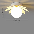 Contemporary Creative Cream Flower Pod Flower Globe Iron Glass 1-light Semi-flush Mount Ceiling Light for Hallway