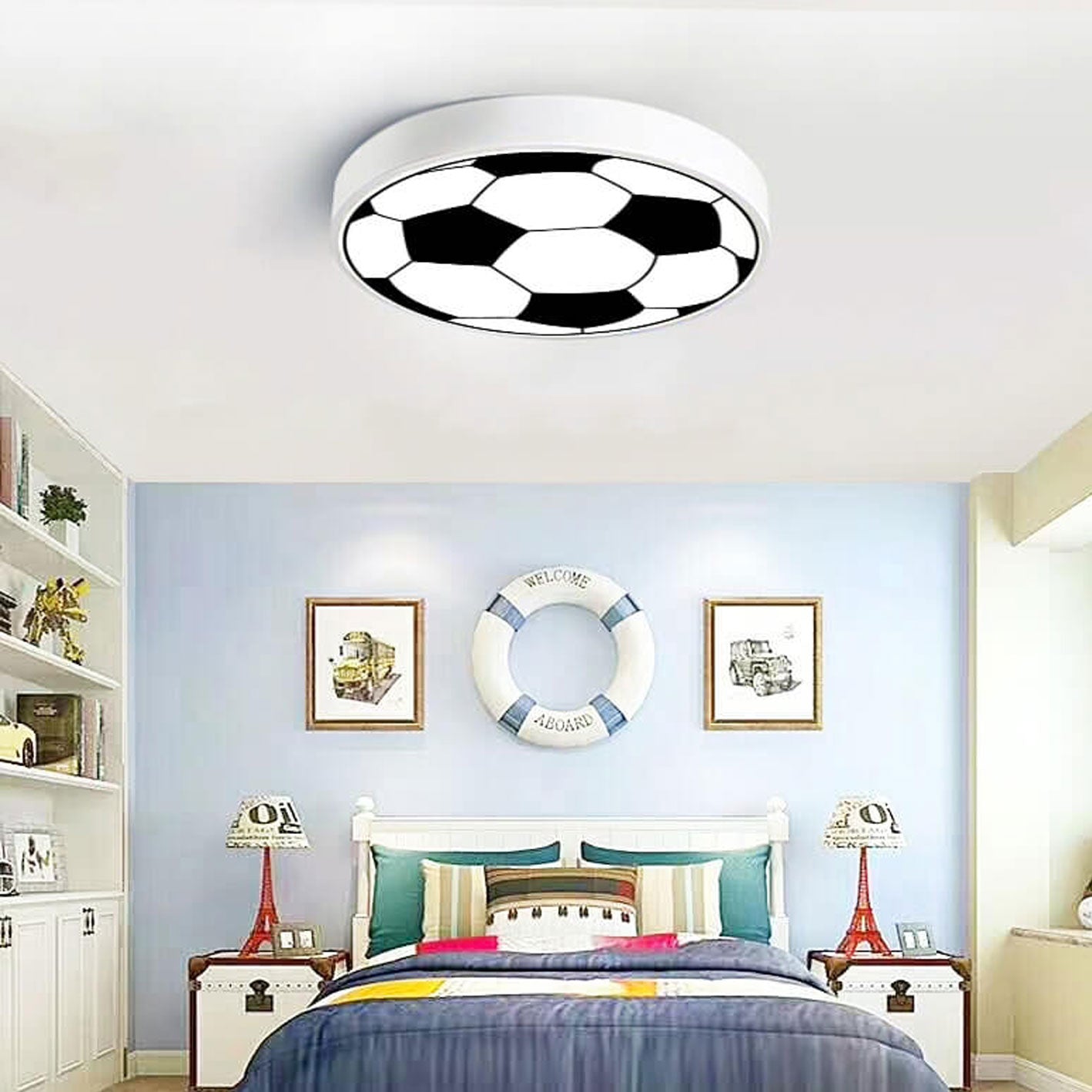 Cartoon Creative Round Football LED Kids Flush Mount Ceiling Light Lumendat