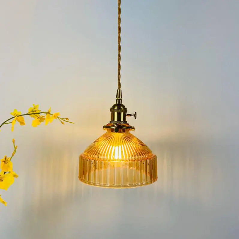 Nordic Stained Glass Dome Brass 1-light Pendant Light Lumendat