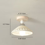 Contemporary Scandinavian Cream Ceramic Geometric Round Shade 1-Light Semi-Flush Mount Ceiling Light For Living Room