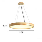 Japanese Simple Log Round Flat LED Pendant Light
