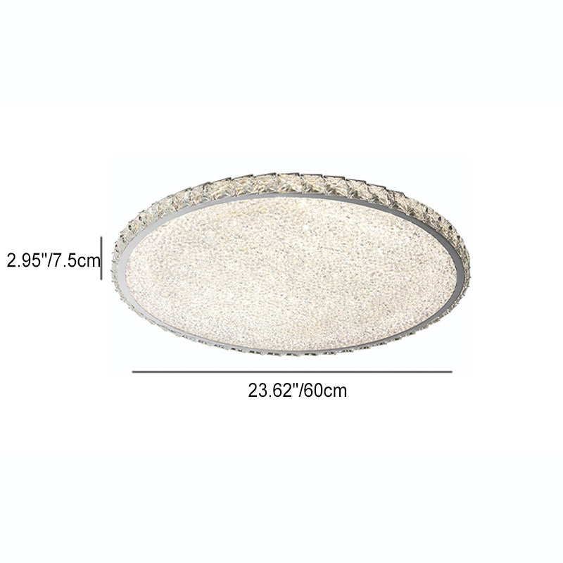 Modern Luxury Stainless Steel Crystal Round Square Rectangular LED Flush Mount Ceiling Light For Living Room Lumendat