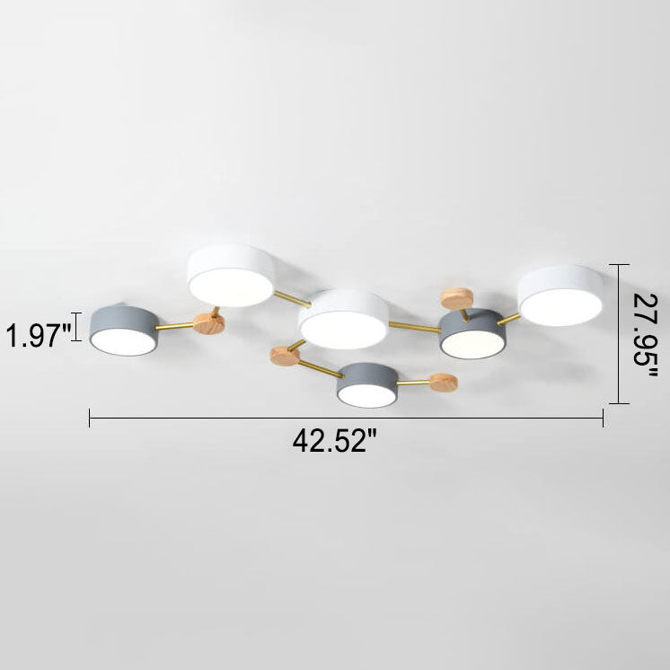 Scandinavian Minimalist Solid Wood Iron LED Flush Mount Lighting BulbSquare