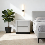 Traditional French Rounded Corners Bedside Table - Solid Wood Plywood 2 Drawers Nightstand For Bedroom Lumendat