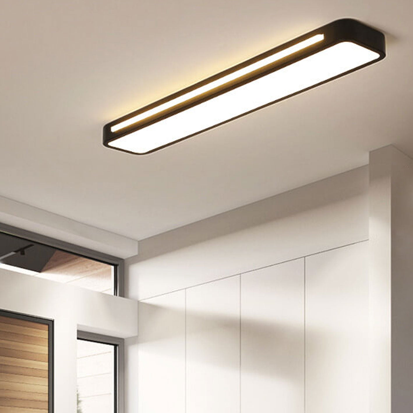 Nordic Minimalist Long LED Flush Mount Ceiling Light BulbSquare