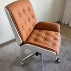 Contemporary Nordic Swivel Microfiber & Genuine Leather Wood Steel Square Desk Chair With Armrest And Backrest For Home Office Or Study DFM-F