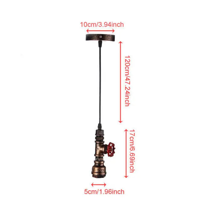 Industrial Retro Water Pipe Aged Metal 1-light Pendant Light BulbSquare