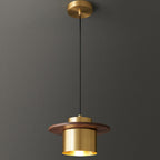 Nordic Luxury Walnut Brass Column 1-light Pendant Light