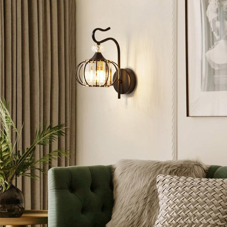 Modern Minimalist Oval Cylinder Hardware Crystal 1-Light Wall Sconce Lamp For Bedroom Lumendat