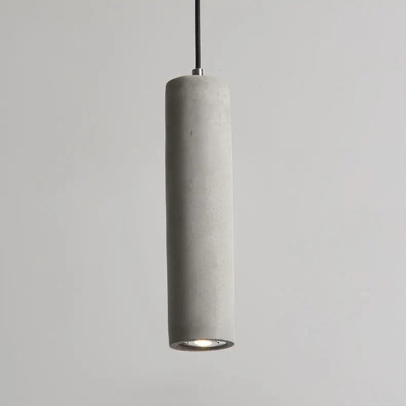 Contemporary Industrial Cylindrical Rough Texture Cement 1-light Pendant Light for Living Room Lumendat