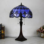 Tiffany Mediterranean Stained Glass Cone Pull Cord 2-Light Table Lamp Lumendat