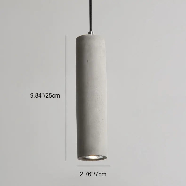 Contemporary Industrial Cylindrical Rough Texture Cement 1-light Pendant Light for Living Room Lumendat