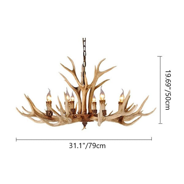 Contemporary Industrial Antler Metal Resin 6-Light Chandeliers for Living Room Lumendat