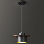 Nordic Luxury Walnut Brass Column 1-light Pendant Light