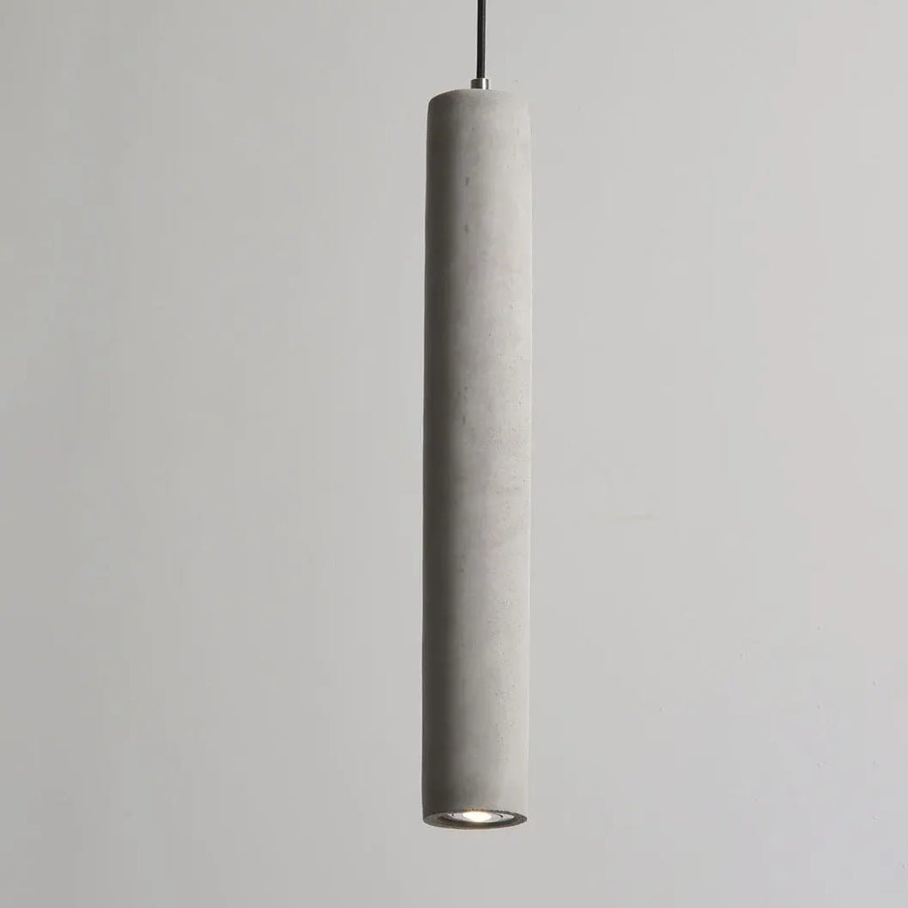 Contemporary Industrial Cylindrical Rough Texture Cement 1-light Pendant Light for Living Room Lumendat