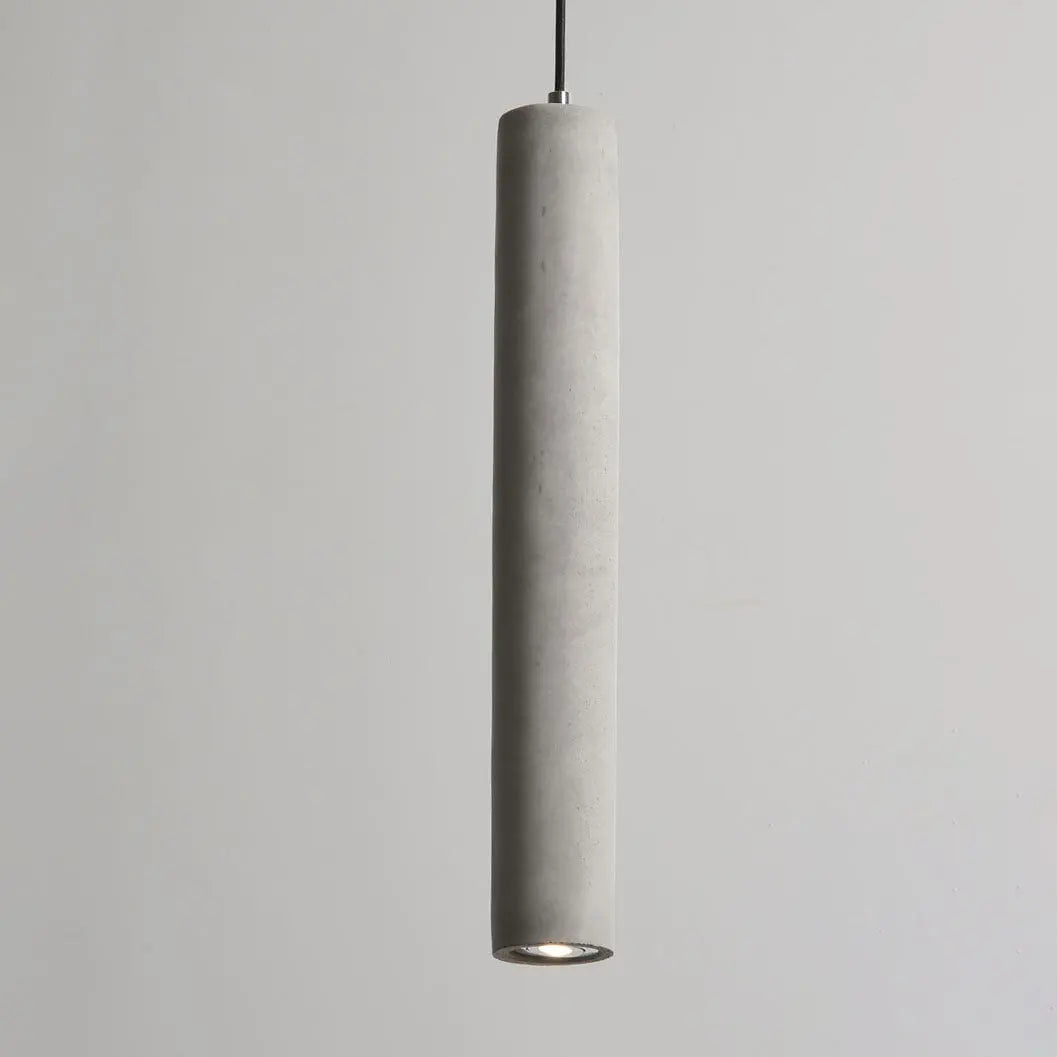 Contemporary Industrial Cylindrical Rough Texture Cement 1-light Pendant Light for Living Room Lumendat