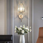 Modern Luxury Metal Iron Stainless Steel Crystal Ball Cylinder 1-Light Wall Sconce Lamp For Bedside Lumendat