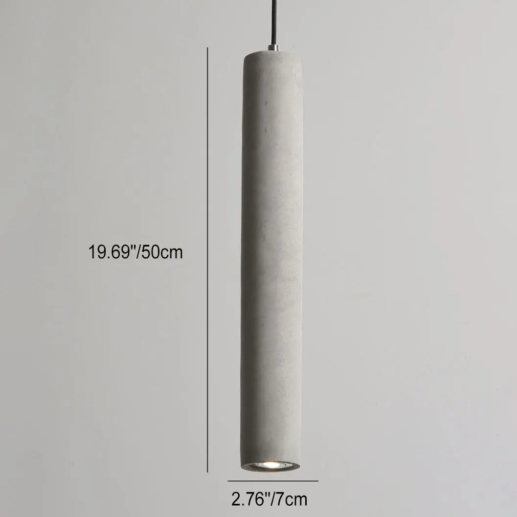 Contemporary Industrial Cylindrical Rough Texture Cement 1-light Pendant Light for Living Room Lumendat