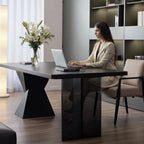 Modern Minimalist Oak & Acrylic Rectangular Desk With Wireless Charging And Outlet For Bedroom & Home Office Lumendat