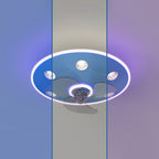 Lumendat Modern Creative Cartoon UFO flying Saucer Round Iron Acrylic LED Kids Flush Mount Ceiling Fan Light Lumendat